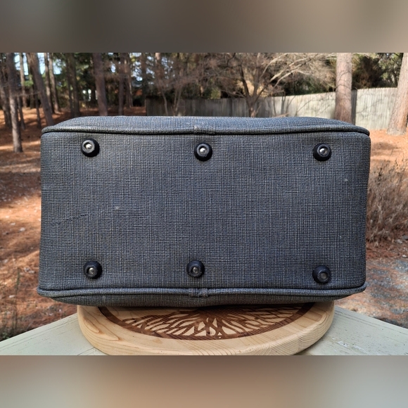 VTG 1960's American Tourister Grey Faux Tweed Tiara Carry On Satchel Travel Bag - Picture 12 of 16